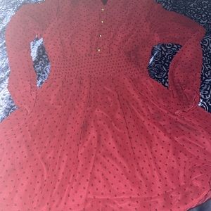 long sleeve knee length dress burgundy